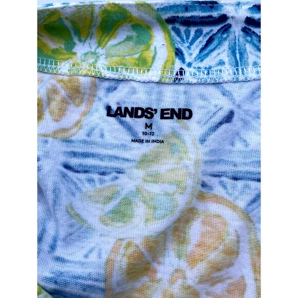 LANDS' END, SIZE M, SUNDRESS WHITE AND BLUE WITH ORANGES - Picture 3 of 4